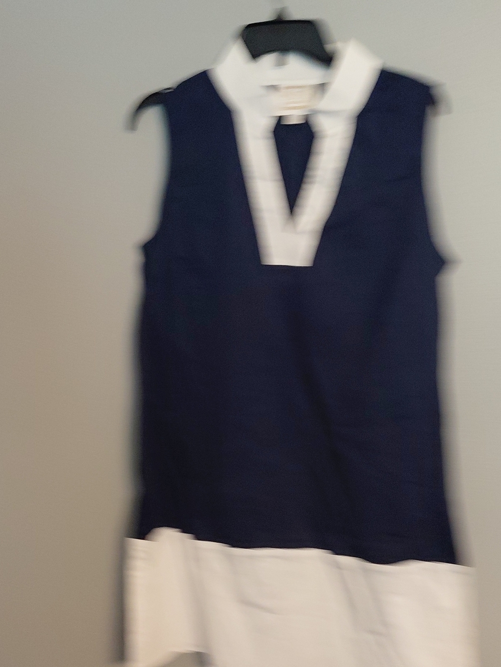 Sleeveless Navy Tunic with White Trim